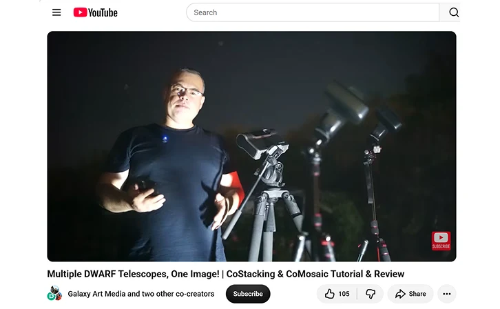 GalaxyArtMedia demonstrating a Star Party on YouTube