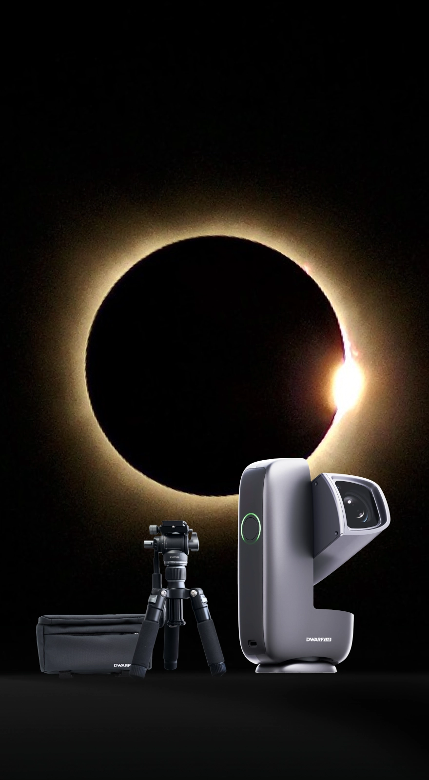 Total solar eclipse behind the DWARF mini travel kit