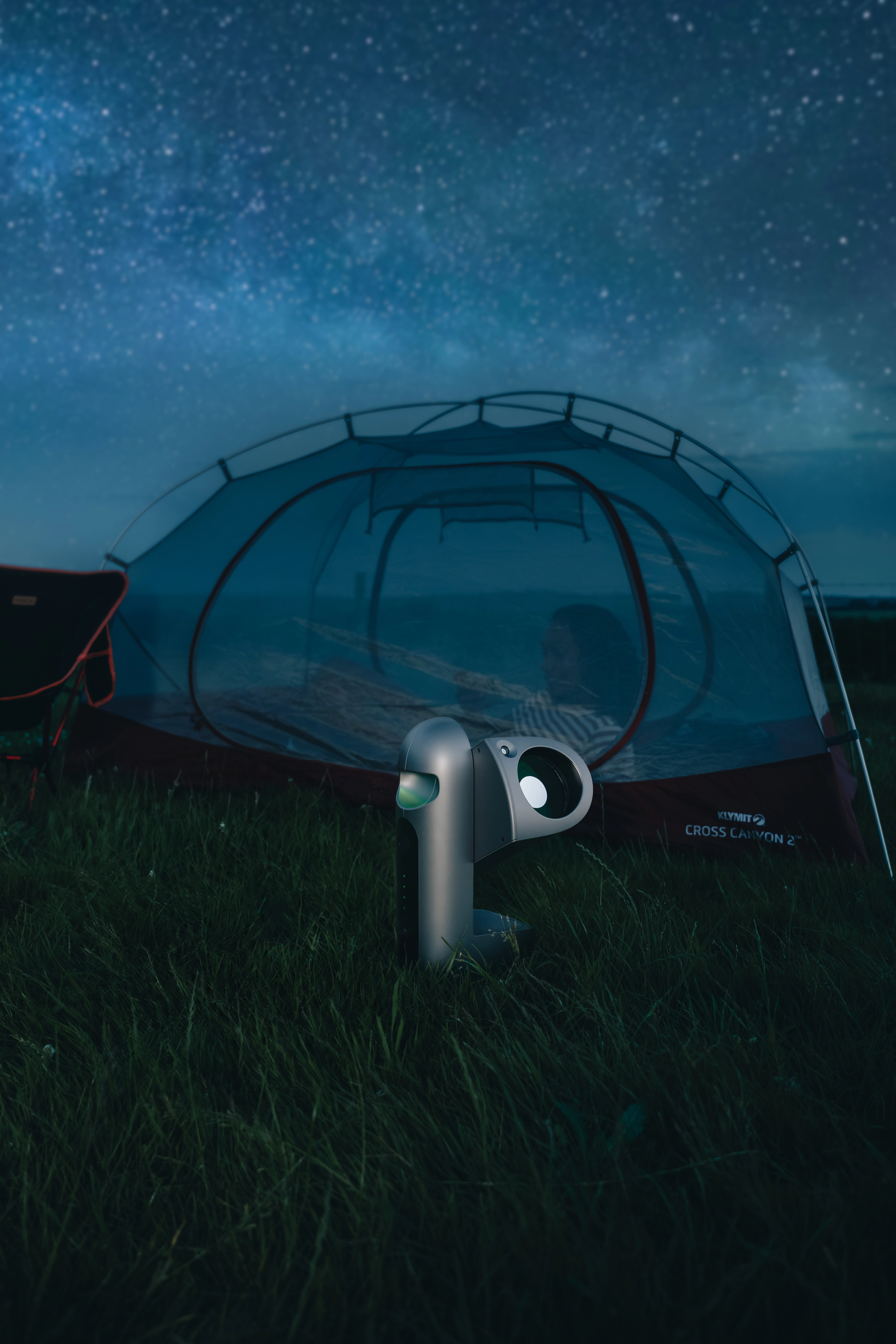 DRACO smart telescope observing from a campsite under the stars